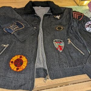 Men's Gray Patch-Embellished Bomber Jacket